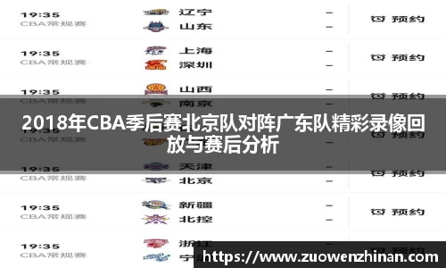 2018年CBA季后赛北京队对阵广东队精彩录像回放与赛后分析